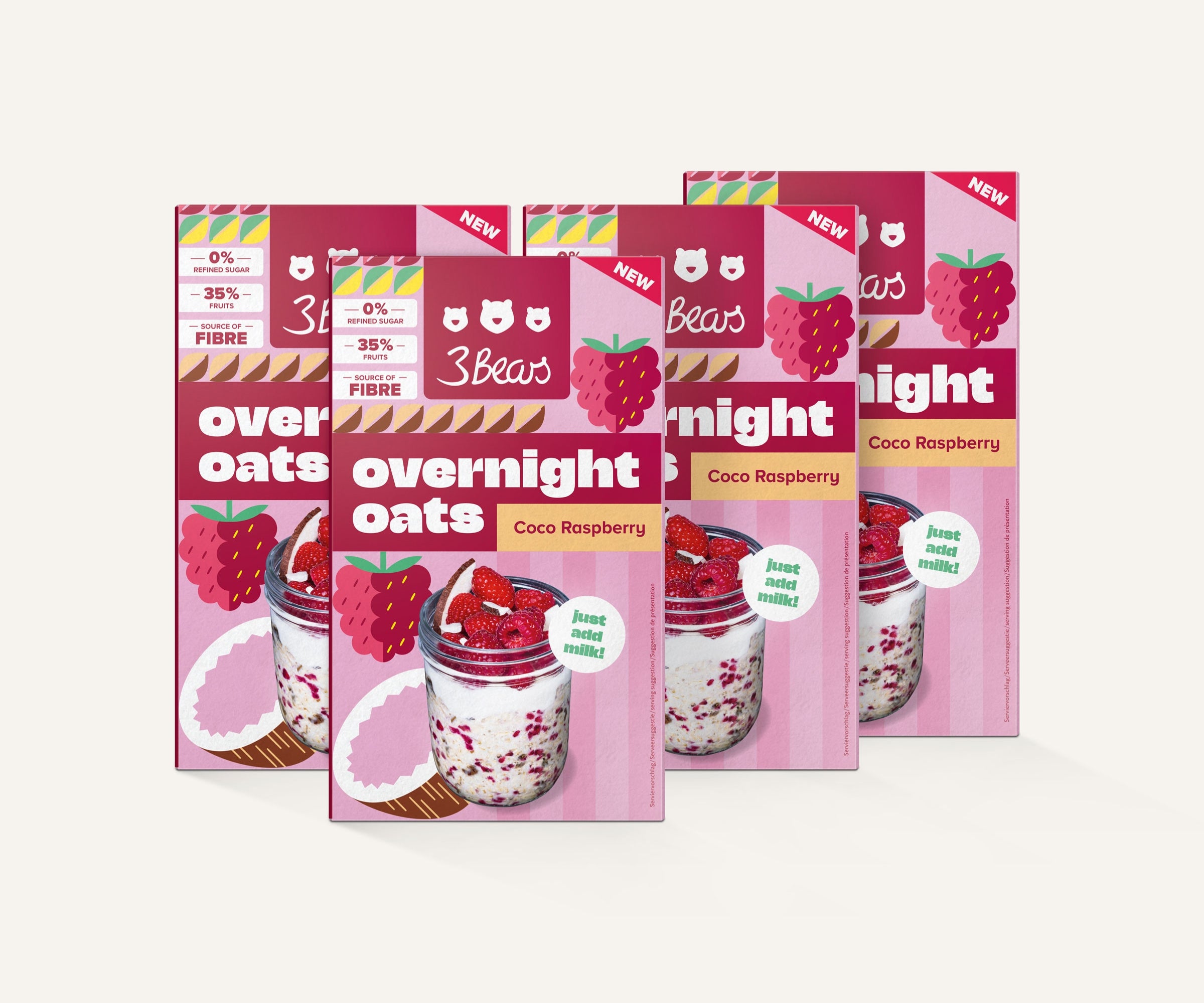 Overnight Oats – Coco Raspberry, 4 x 400g Set